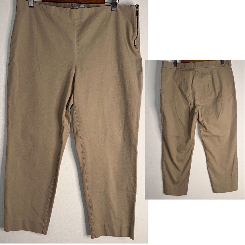 Liz Claiborne Simply Liz Organic Cotton Pull On Capris‎ Women 16 Khaki Tan